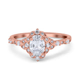 Art Deco Oval Natural Stone Halo Ring