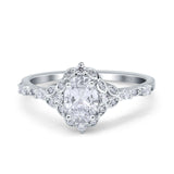Art Deco Oval Natural Stone Halo Ring