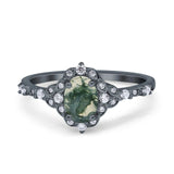 Art Deco Oval Natural Stone Halo Ring
