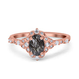 Art Deco Oval Natural Stone Halo Ring