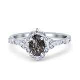 Art Deco Oval Natural Stone Halo Ring