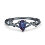 Floral Pear Teardrop Natural Stone Wedding Ring