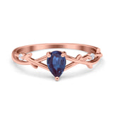 Floral Pear Teardrop Natural Stone Wedding Ring