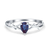 Floral Pear Teardrop Natural Stone Wedding Ring