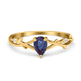 Floral Pear Teardrop Natural Stone Wedding Ring