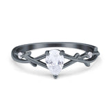 Floral Pear Teardrop Natural Stone Wedding Ring