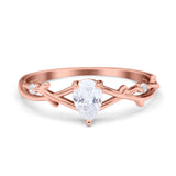 Floral Pear Teardrop Natural Stone Wedding Ring