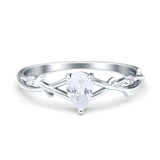 Floral Pear Teardrop Natural Stone Wedding Ring