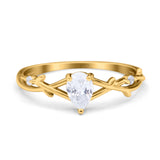 Floral Pear Teardrop Natural Stone Wedding Ring