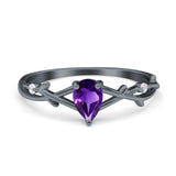 Floral Pear Teardrop Natural Stone Wedding Ring