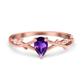 Floral Pear Teardrop Natural Stone Wedding Ring