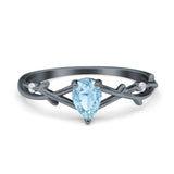 Floral Pear Teardrop Natural Stone Wedding Ring