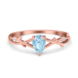 Floral Pear Teardrop Natural Stone Wedding Ring