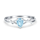 Floral Pear Teardrop Natural Stone Wedding Ring