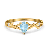 Floral Pear Teardrop Natural Stone Wedding Ring