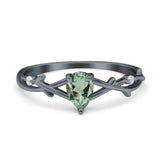 Floral Pear Teardrop Natural Stone Wedding Ring