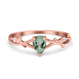 Floral Pear Teardrop Natural Stone Wedding Ring