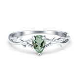 Floral Pear Teardrop Natural Stone Wedding Ring