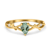 Floral Pear Teardrop Natural Stone Wedding Ring