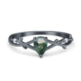 Floral Pear Teardrop Natural Stone Wedding Ring