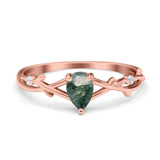 Floral Pear Teardrop Natural Stone Wedding Ring