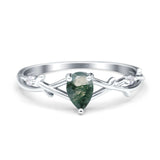 Floral Pear Teardrop Natural Stone Wedding Ring