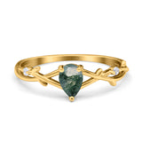 Floral Pear Teardrop Natural Stone Wedding Ring