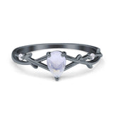 Floral Pear Teardrop Natural Stone Wedding Ring