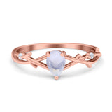 Floral Pear Teardrop Natural Stone Wedding Ring