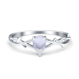 Pear Teardrop Natural Moonstone Infinity Shank Ring 925 Sterling Silver