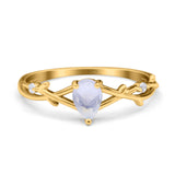 Floral Pear Teardrop Natural Stone Wedding Ring