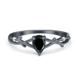 Floral Pear Teardrop Natural Stone Wedding Ring