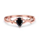 Floral Pear Teardrop Natural Stone Wedding Ring
