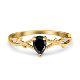 Floral Pear Teardrop Natural Stone Wedding Ring