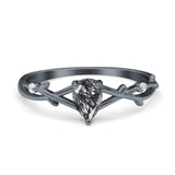 Floral Pear Teardrop Natural Stone Wedding Ring