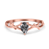 Floral Pear Teardrop Natural Stone Wedding Ring