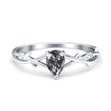 Pear Teardrop Natural Rutilated Quartz Infinity Shank Ring 925 Sterling Silver