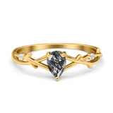 Floral Pear Teardrop Natural Stone Wedding Ring