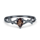 Floral Pear Teardrop Natural Stone Wedding Ring