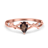 Floral Pear Teardrop Natural Stone Wedding Ring