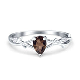 Floral Pear Teardrop Natural Stone Wedding Ring