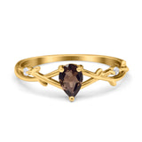 Floral Pear Teardrop Natural Stone Wedding Ring