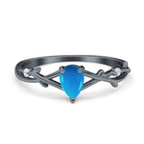 Floral Pear Teardrop Natural Stone Wedding Ring