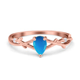 Floral Pear Teardrop Natural Stone Wedding Ring