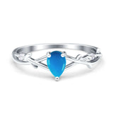 Pear Teardrop Genuine Natural Arizona Sleeping Beauty Turquoise Infinity Shank Ring 925 Sterling Silver