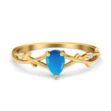 Floral Pear Teardrop Natural Stone Wedding Ring