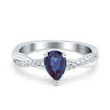 Pear Teardrop Lab Alexandrite Infinity Twisted Ring 925 Sterling Silver