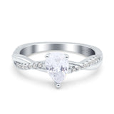 Pear Teardrop Moissanite Infinity Twisted Ring 925 Sterling Silver