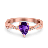 Pear Teardrop Natural Stone Infinity Shank Ring