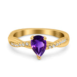 Pear Teardrop Natural Stone Infinity Shank Ring